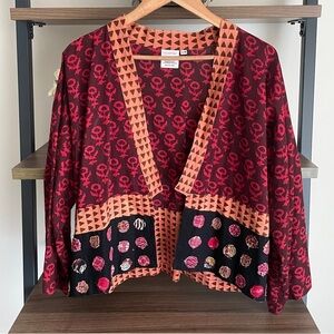 Artsy V-neck Open-front Cardigan Kimono Sleeves, Size S/M